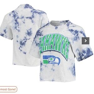 Seattle Seahawks '47 Women's Cambridge Vintage Tubular Tie-Dye Crop Top - Royal
